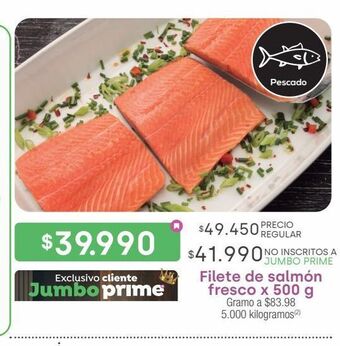 Jumbo Filete de salmón fresco x 500 g oferta