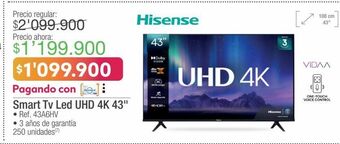 Jumbo Hisense smart tv led uhd 4k 43 • ref. 43a6hv oferta