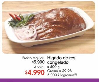 Metro Hígado de res congelado x 500 g oferta