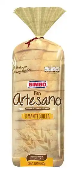 Carulla Pan tajado artesano mantequilla x 500 g oferta