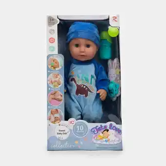 Panamericana Bebé de juguete de 36 cm con accesorios, sonido y pijama enteriza oferta
