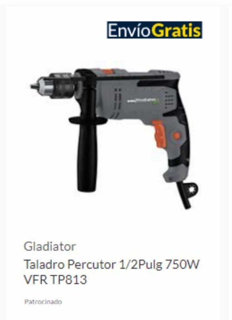 Homecenter Gladiator Taladro Percutor 1/2Pulg 750W VFR TP813 oferta