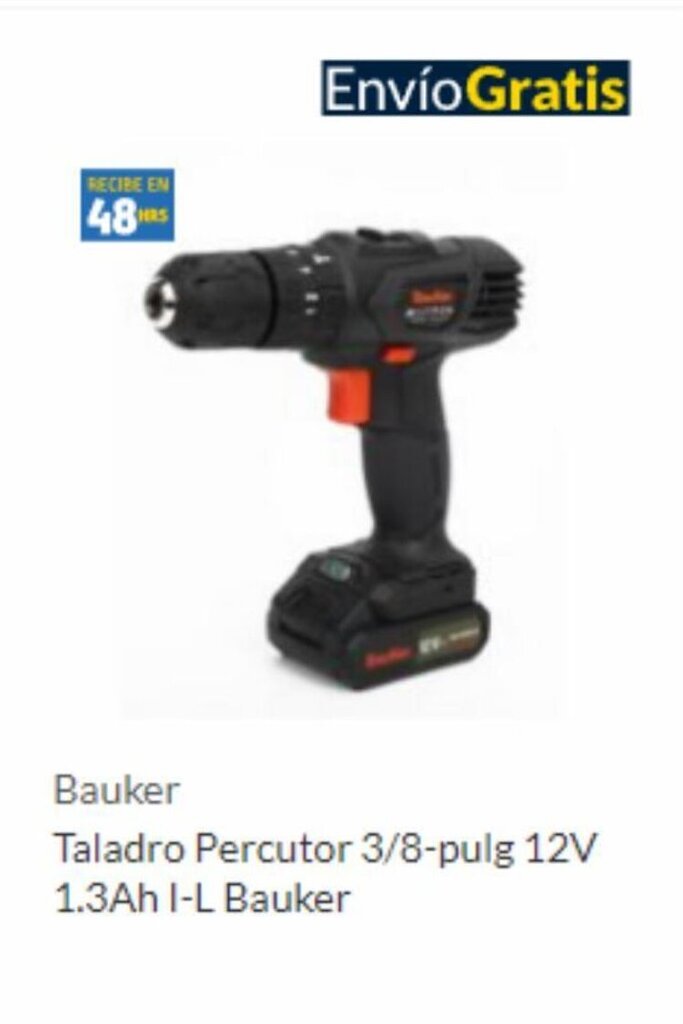 Homecenter Bauker Taladro Percutor 3/8-pulg 12V 1.3Ah I-L Bauker oferta