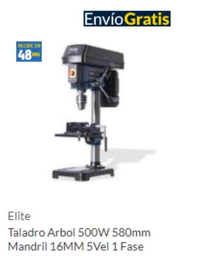 Homecenter Elite Taladro Arbol 500W 580mm Mandril 16MM 5Vel 1 Fase oferta