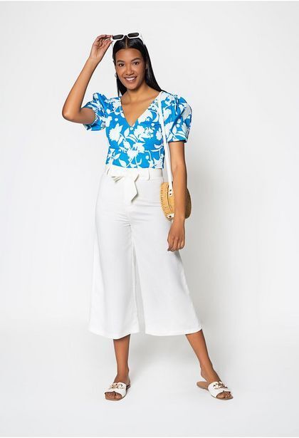 ELA Pantalon culotte con cinturon oferta