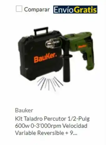 Homecenter Kit Taladro Percutor 1/2-Pulg 600w 0-3'000rpm Velocidad Variable Reversible + 9... oferta