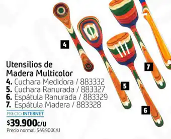 Homecenter Utensilios de Madera Multicolor oferta