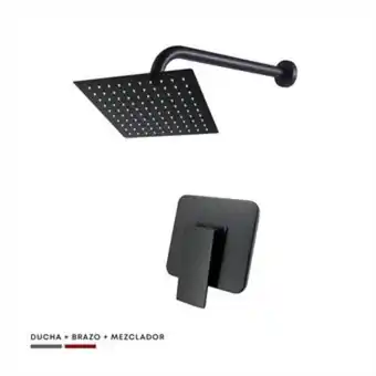 Linio Mezclador cuadrado + brazo ducha 12´´ + ducha cuadrada negro oferta