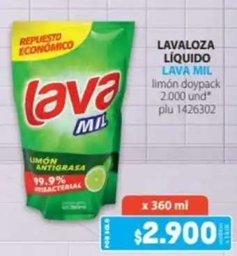 Easy LAVALOZA LÍQUIDO LAVA MIL limón doypack x 360ml oferta