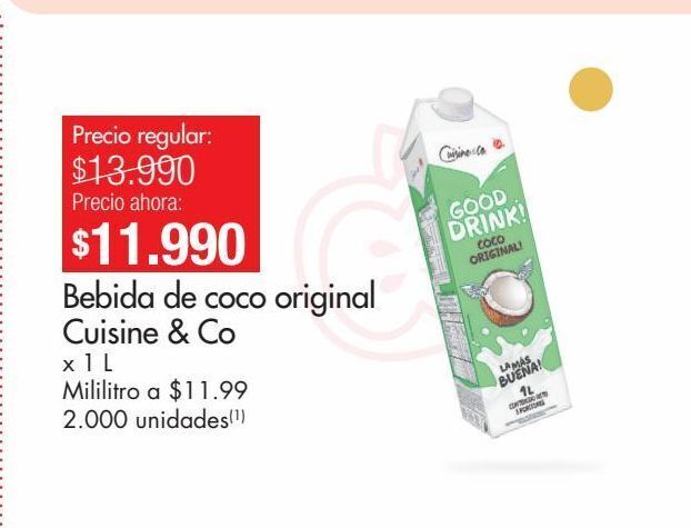 Metro Bebida de coco original cuisine & co x 1 l oferta