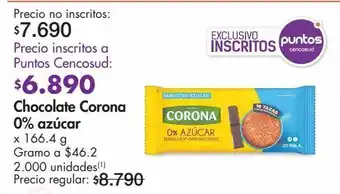 Metro Chocolate corona 0% azúcar x 166.4 g oferta