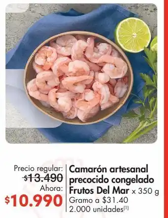 Metro Camarón artesanal precocido congelado frutos del mar x 350 g oferta