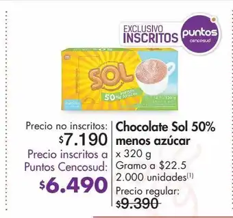 Metro Chocolate sol 50% menos azúcar x 320 g oferta