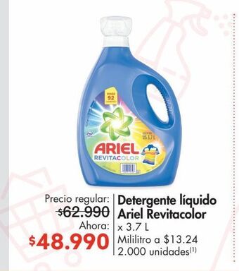 Metro Detergente líquido ariel revitacolor x 3.7 l oferta