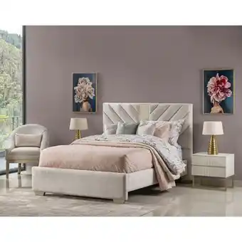 Muebles Jamar Cama doble oporto marmol, champaña oferta
