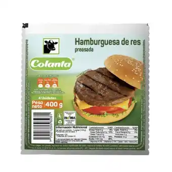 Superdroguería Olímpica Hamburguesa colanta de res preasada 4 unds x400 g oferta