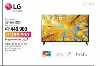 Jumbo Lg smart tv uhd 4k 43 • ref. 43uq7400psf oferta