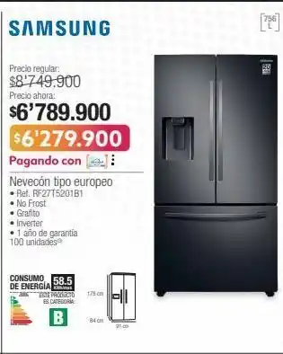 Jumbo Samsung nevecón tipo europeo • ref. rf27t5201b1 oferta