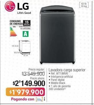 Jumbo Lg lavadora carga superior • ref. wt19mv6 oferta