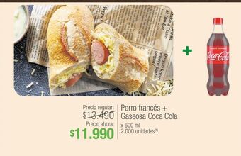Jumbo Perro francés + gaseosa coca cola x 600ml oferta