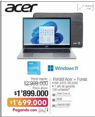 Jumbo Portátil acer + funda • ref. a315-59-3342 oferta