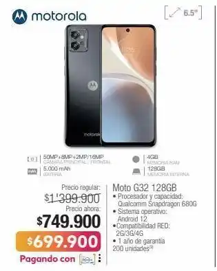 Jumbo Motorola moto g32 128gb oferta
