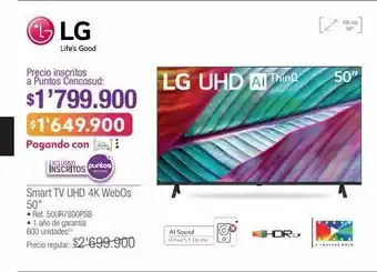 Jumbo Lg smart tv uhd 4k webos 50 • ref. 50ur7800psb oferta