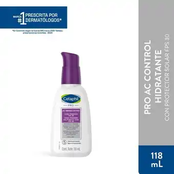 Dermatológica Cetaphil pro ac control hidratante con protector solar fps 30 118 ml oferta