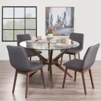 Falabella Juego de comedor 4 puestos en cedro nogal eitan oferta