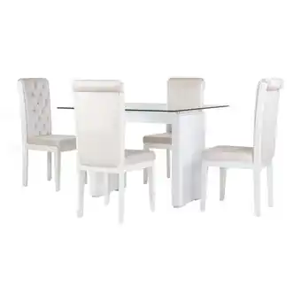Muebles Jamar Comedor 4 puestos madison beige, blanco perla oferta
