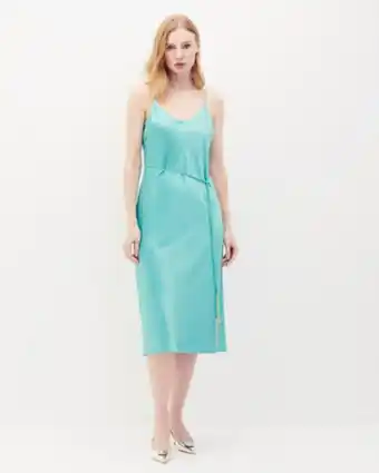 Vestido midi satín cadena metálica