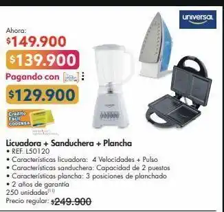 Metro Universal licuadora + sanduchera + plancha • ref. l50120 oferta