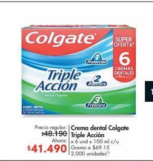 Metro Crema dental colgate triple acción x 6 und x 100 ml c/u oferta