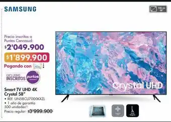 Metro Samsung smart tv uhd 4k crystal 58” • ref. un58cu7000kxzl oferta