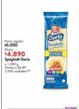 Metro Spaghetti doria x 1.000 g oferta