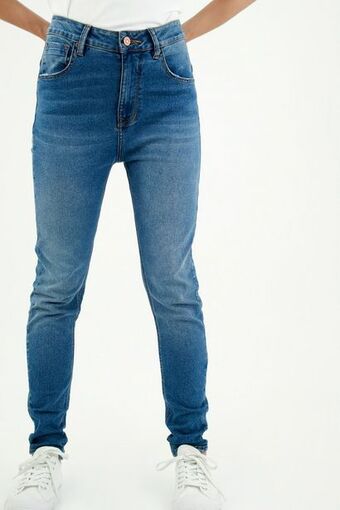 Tennis Jean azul tiro alto para mujer oferta