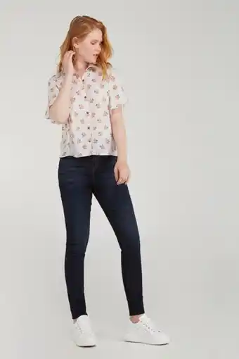 Koaj Blusa crema claro manga corta con estampados de flores y puntos oferta
