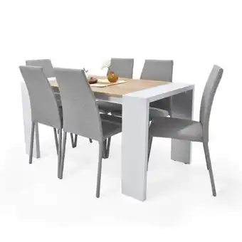 Éxito Comedor 6p chicago duna sillas venecia gris en tela oferta