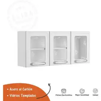 Linio Gabinete de cocina en acero 120cm 3 puertas vidrio - blanco oferta