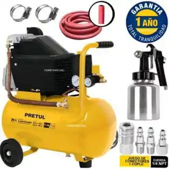 Linio Compresor de aire 20 lts 2 1/2 hp gratis pistola + manguera + acoples oferta