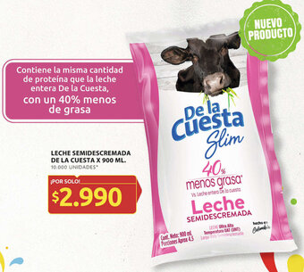 Ara LECHE SEMIDESCREMADA DE LA CUESTA X 900 ML. 10.000 UNIDADES* oferta