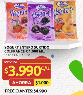 Ara YOGURT ENTERO SURTIDO COLFRANCE X 1.000 ML. oferta