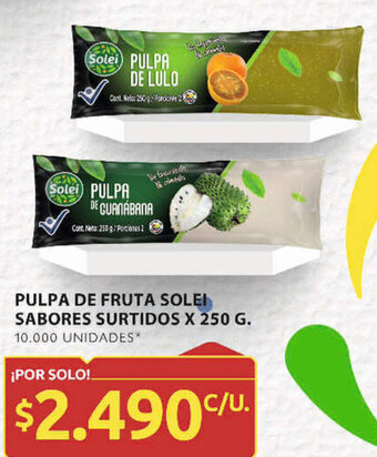 Ara PULPA DE FRUTA SOLEI SABORES SURTIDOS X 250 G. oferta