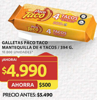Ara GALLETAS PACO TACO MANTEQUILLA DE 4 TACOS / 394 G. oferta