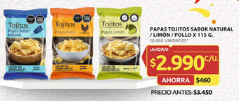 Ara PAPAS TOJITOS SABOR NATURAL / LIMÓN / POLLO X 115 G. oferta