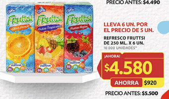 Ara REFRESCO FRUTTSI DE 250 ML. X 6 UN. oferta