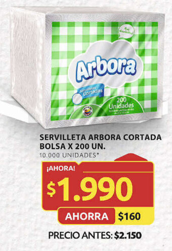 Ara SERVILLETA ARBORA CORTADA BOLSA X 200 UN. oferta