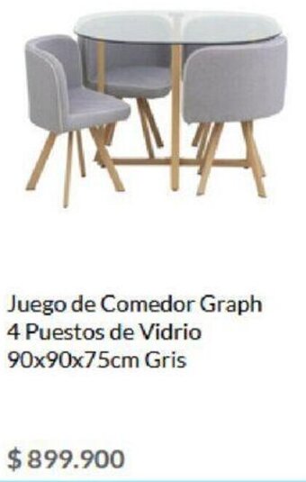 Juego de Comedor Graph 4 Puestos de Vidrio 90x90x75cm Gris