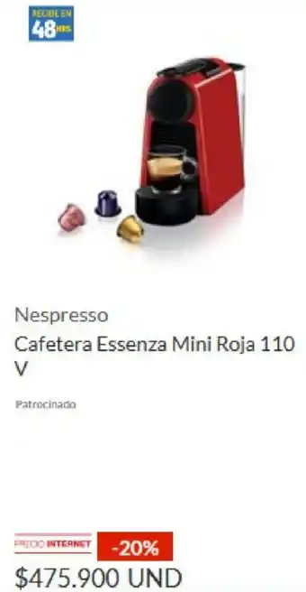 Homecenter Nespresso Cafetera Essenza Mini Roja 110 V oferta