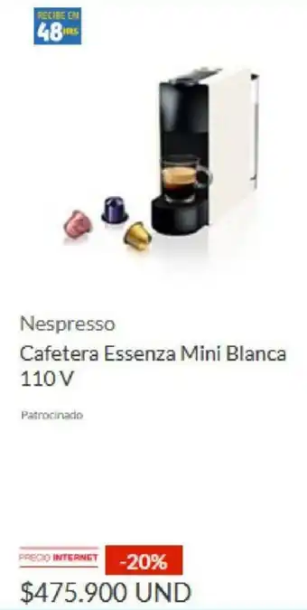 Homecenter Nespresso Cafetera Essenza Mini Blanca 110 V oferta